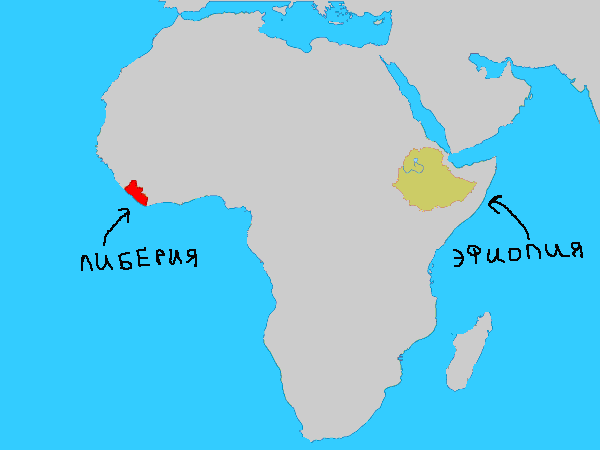 Эфиопия на карте мира